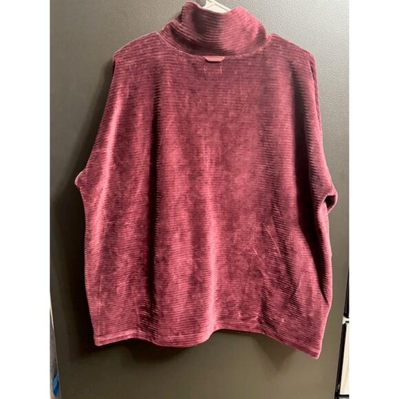 LL Bean-Women's Soft Stretch Corduroy Pullover,Half Zip-Size XL-Deep Wine - Picture 2 of 7